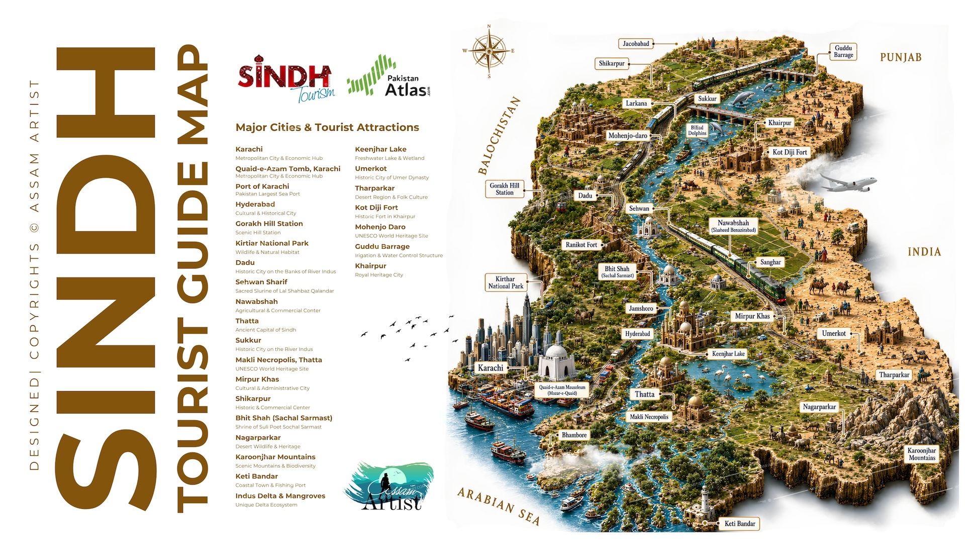 Sindh tourist guide map by assam artist