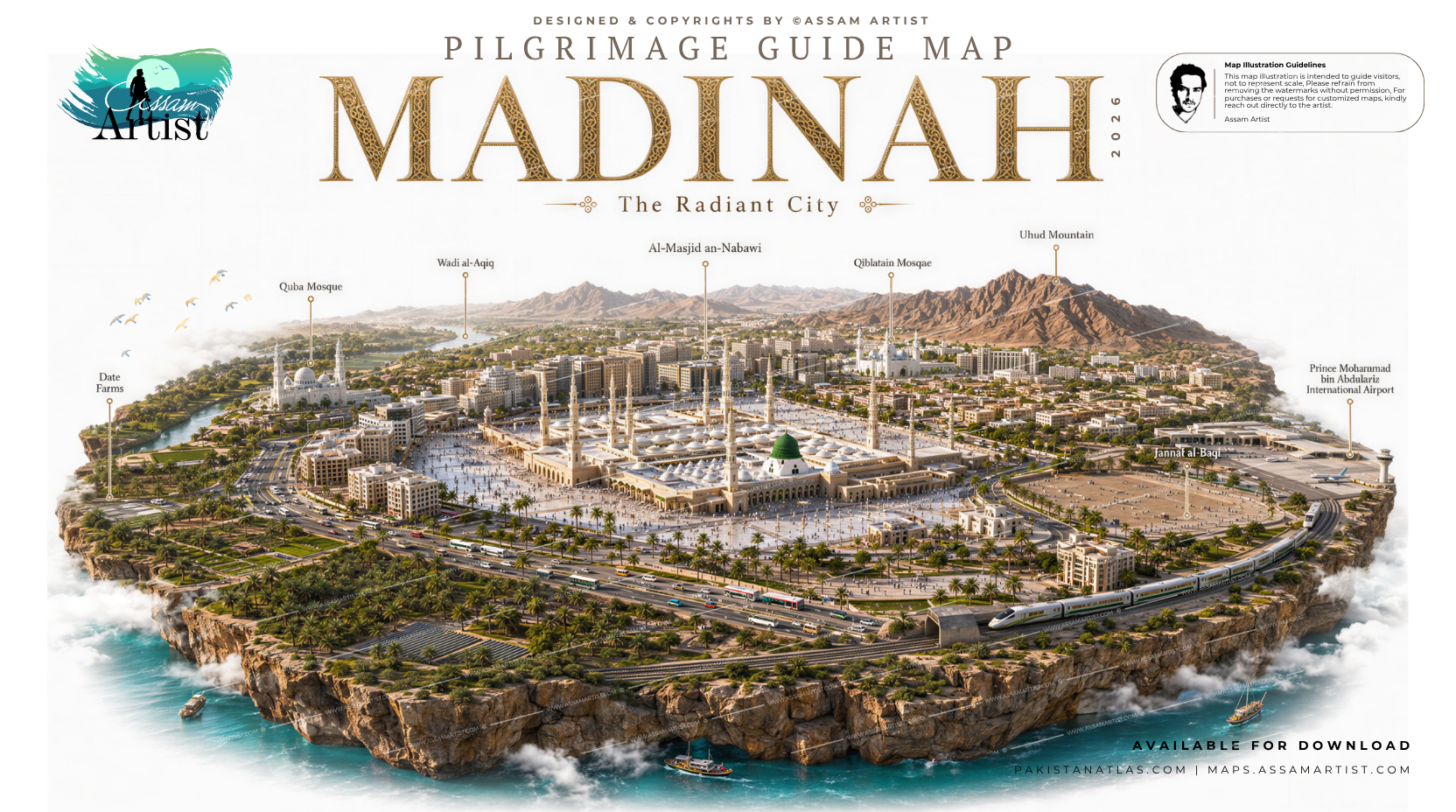 Madina Pilgrimage Guide Map by assam artist